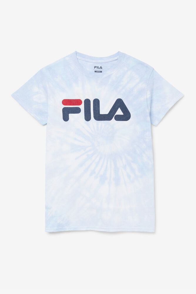 Fila T-Shirt Tie Dye Logo Mens Blue - India IDJ-845032